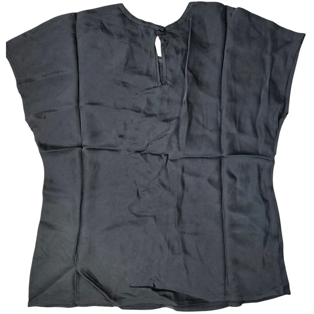J. Crew Black Short Sleeve Satin like Tee
